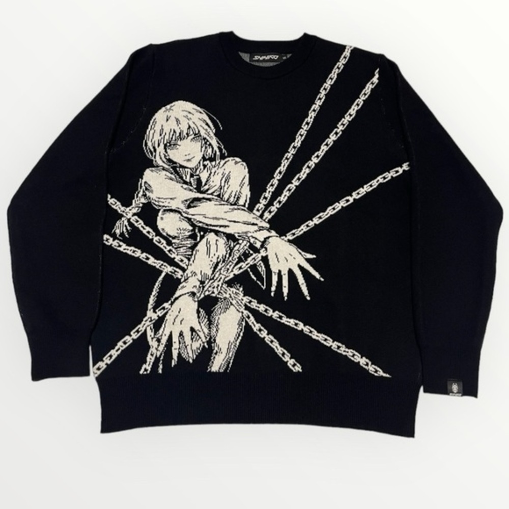 Shihiko Chainsaw Man Makima Knit Sweater S Black White Anime Graphic